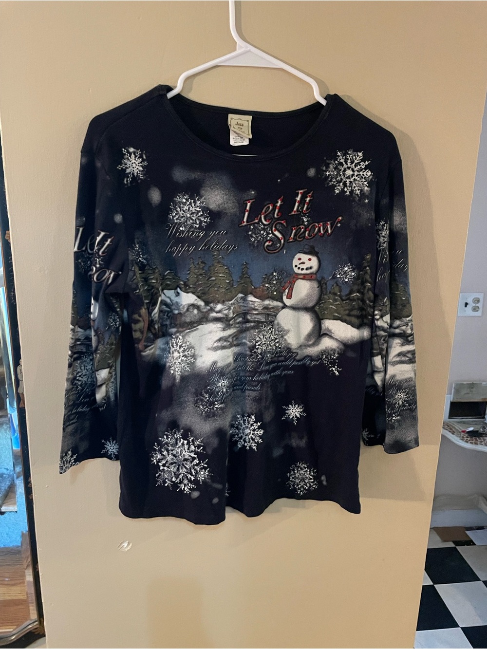 Vintage 90s Jess & Jane Let It Snow Long-Sleeve Snowman top
